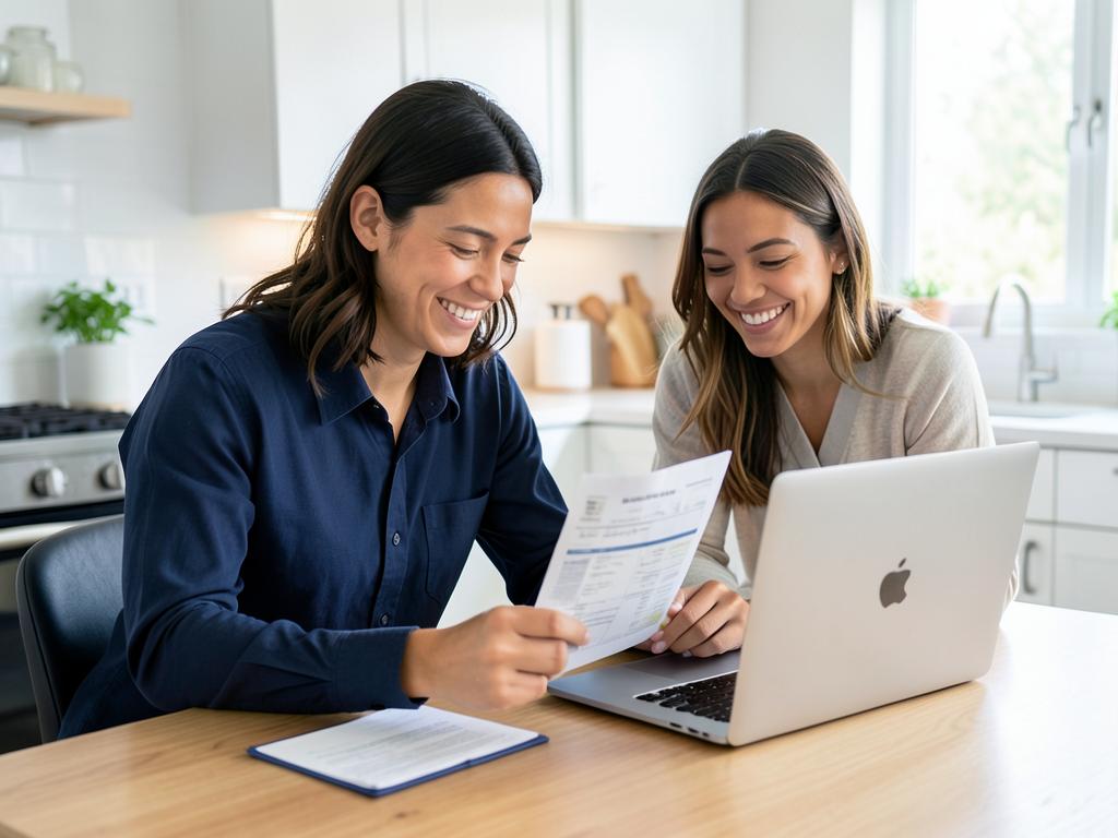Clients reviewing their improved credit report together